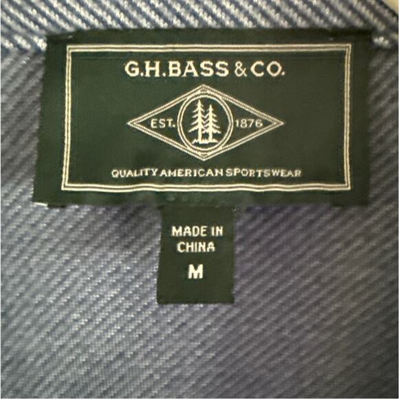 GH Bass & Co Womens Snap Front Collared Shirt Medium Oversized Striped Casual - Picture 3 of 11